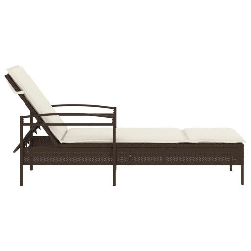 Barna polyrattan napozóágy párnával 63x200x81 cm