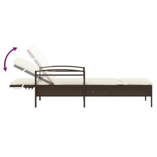 Barna polyrattan napozóágy párnával 63x200x81 cm