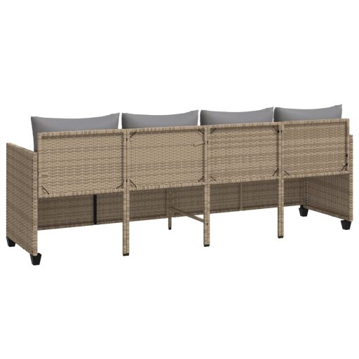 Bézs polyrattan napozóágy párnával