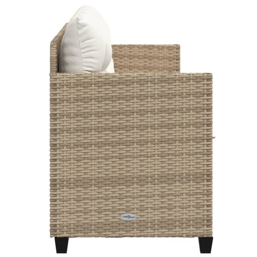 Bézs polyrattan napozóágy párnával