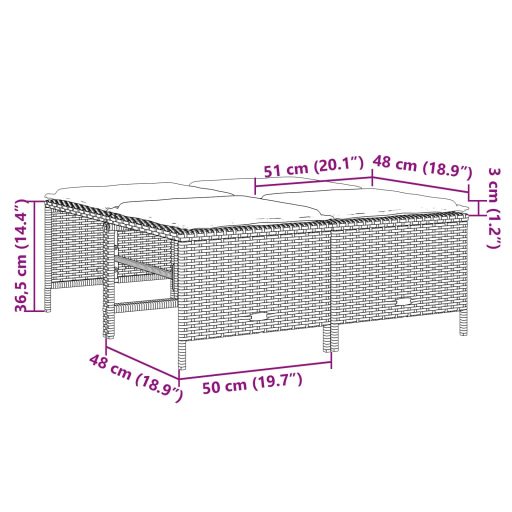 4 db fekete polyrattan kerti szék párnákkal