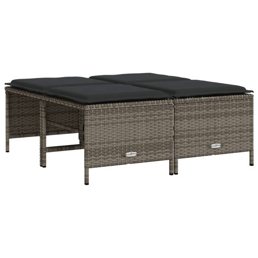 4 db szürke polyrattan kerti szék párnákkal