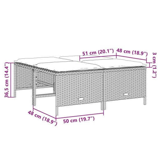 4 db szürke polyrattan kerti szék párnákkal