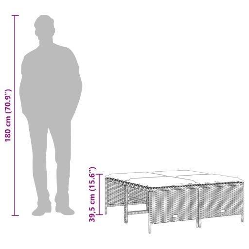 4 db szürke polyrattan kerti szék párnákkal