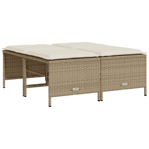 4 db bézs polyrattan kerti szék párnákkal