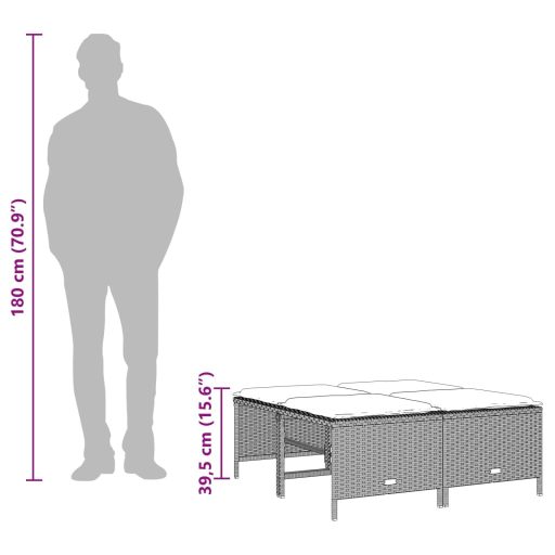 4 db világosszürke polyrattan kerti szék párnákkal
