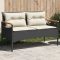 Fekete polyrattan kerti pad párnával 116 x 62,5 x 74