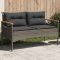 Szürke polyrattan kerti pad párnával 116 x 62,5 x 74
