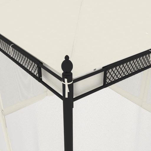 Krémszínű acél pavilon hálós oldalakkal 2,93 x 2,93 m