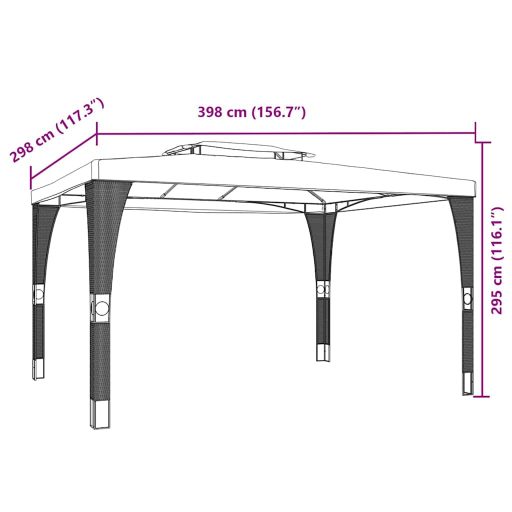Krémszínű acél dupla tetős pavilon 3,98 x 2,98 m