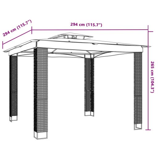 Krémszínű acél dupla tetős pavilon 2,94 x 2,94 m