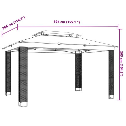 Krémszínű acél dupla tetős pavilon 3,94 x 2,96 m