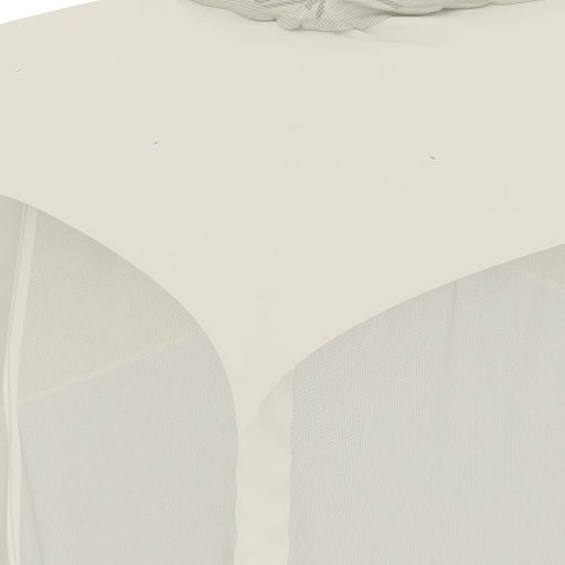 Krémszínű acél dupla tetős pavilon hálós falakkal 3,93 x 2,93 m