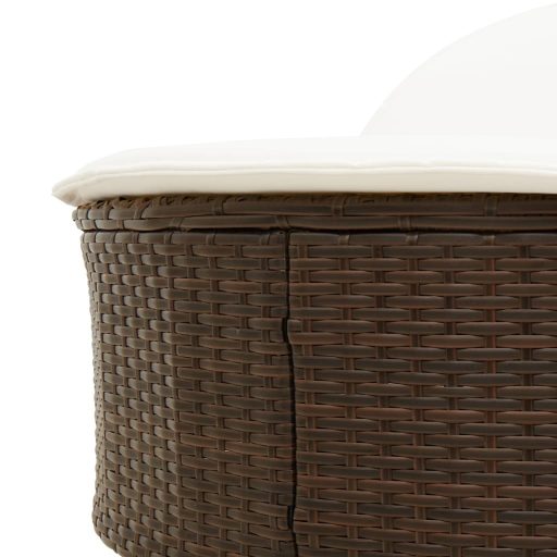 Barna polyrattan dupla napozóágy párnával