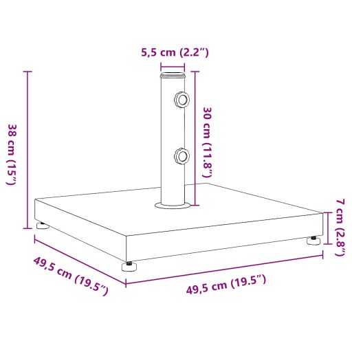 Négyzet alakú napernyőtalp Ø32/38/48 mm-es rúdhoz 28 kg