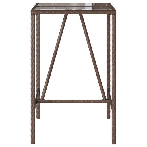Barna polyrattan kültéri bárasztal 70 x 70 x 110 cm