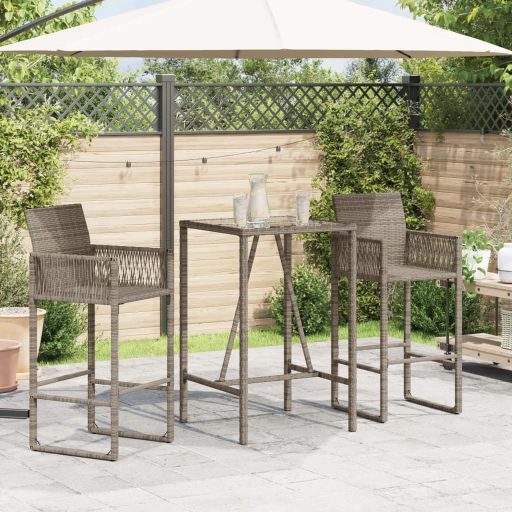 Szürke polyrattan kültéri bárasztal 70 x 70 x 110 cm