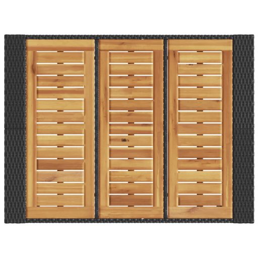 Fekete polyrattan kerti bárasztal akácfa lappal 105x80x110 cm