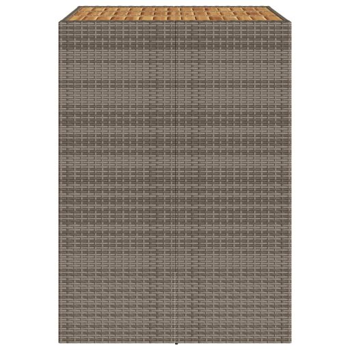 Szürke polyrattan kerti bárasztal akácfa lappal 105x80x110 cm