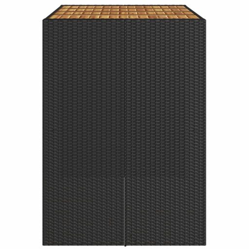 Fekete polyrattan kerti bárasztal akácfa lappal 145x80x110 cm