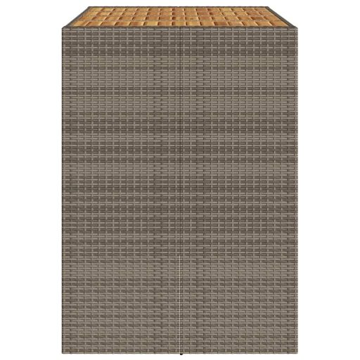 Szürke polyrattan kerti bárasztal akácfa lappal 145x80x110 cm