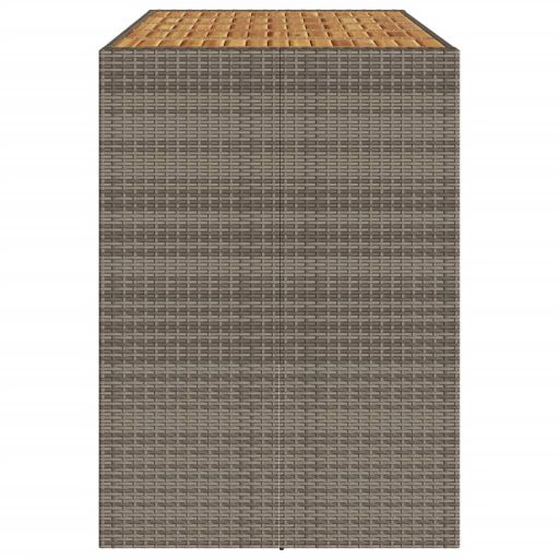 Szürke polyrattan kerti bárasztal akácfa lappal 185x80x110 cm