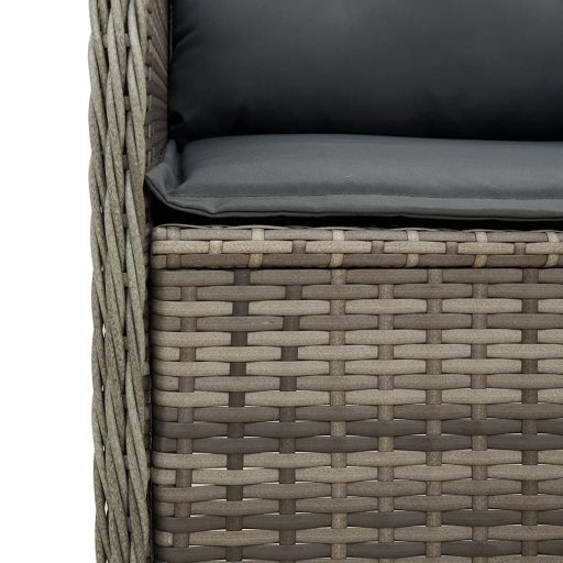 Szürke polyrattan kerti sarokkanapé párnával