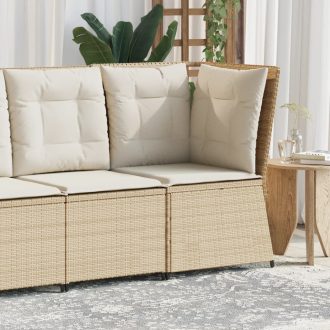 Bézs polyrattan kerti sarokkanapé párnával