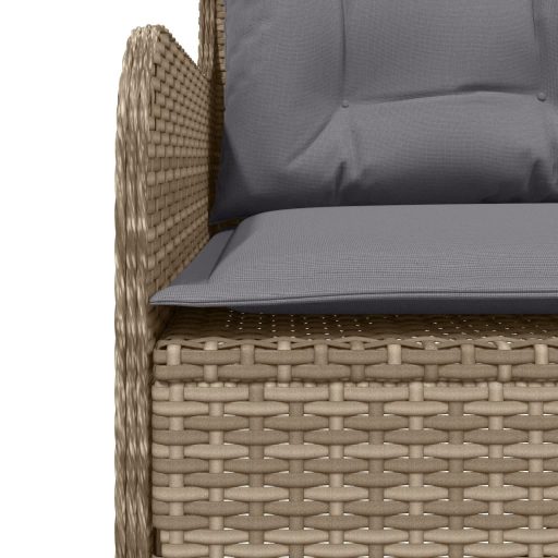 Bézs polyrattan L-alakú kerti kanapé párnákkal