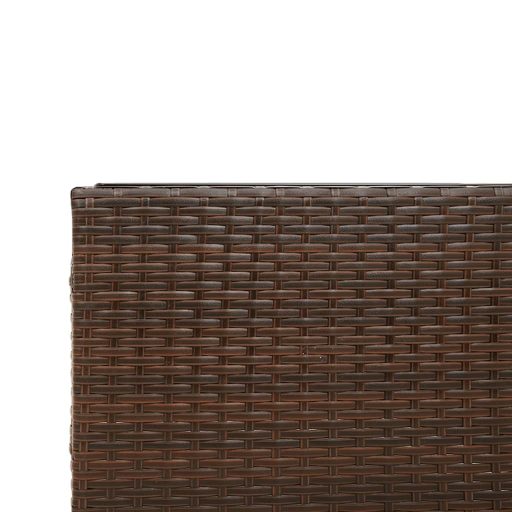 L-alakú barna polyrattan kerti kanapé asztallal és párnákkal