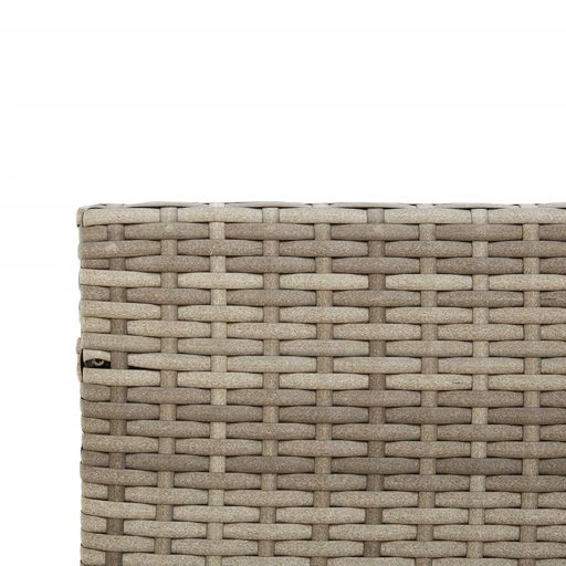 L-alakú szürke polyrattan kerti kanapé asztallal és párnákkal