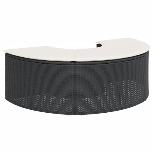 Fekete polyrattan kerti lábtartó párnával