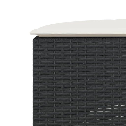 Fekete polyrattan kerti lábtartó párnával