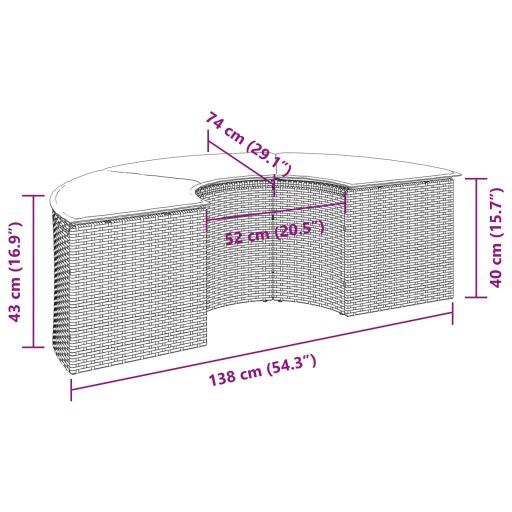 Fekete polyrattan kerti lábtartó párnával
