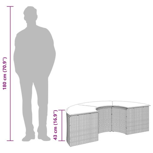Fekete polyrattan kerti lábtartó párnával