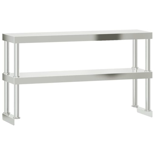 2 szintes rozsdamentes acél munkaasztal felső polc 110x30x65 cm