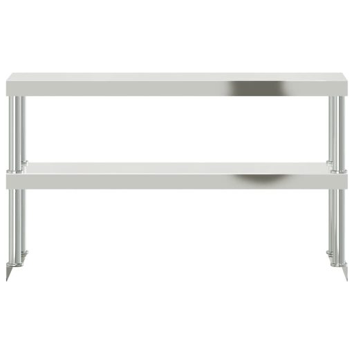 2 szintes rozsdamentes acél munkaasztal felső polc 110x30x65 cm