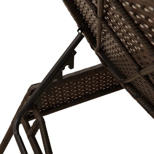2 db barna polyrattan napozóágy asztallal