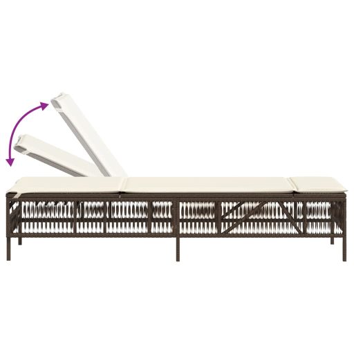 2 db barna polyrattan napozóágy asztallal