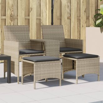   2 személyes szürke polyrattan kerti kanapé asztallal/székkel