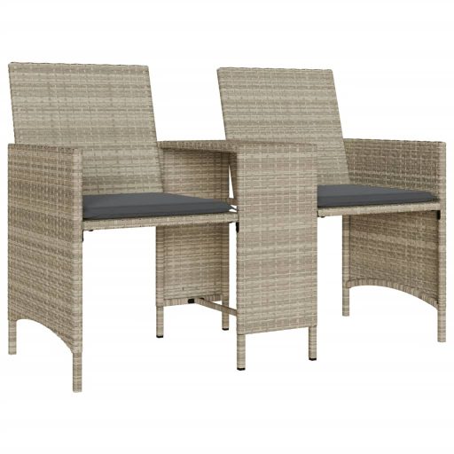 2 személyes szürke polyrattan kerti kanapé asztallal/székkel
