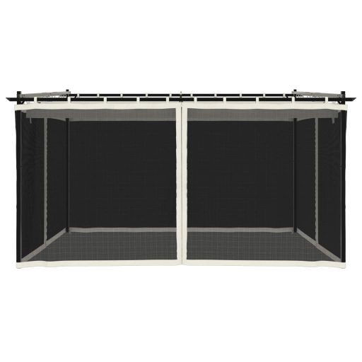 Krémszínű acél pavilon hálós oldalakkal 4 x 3 m