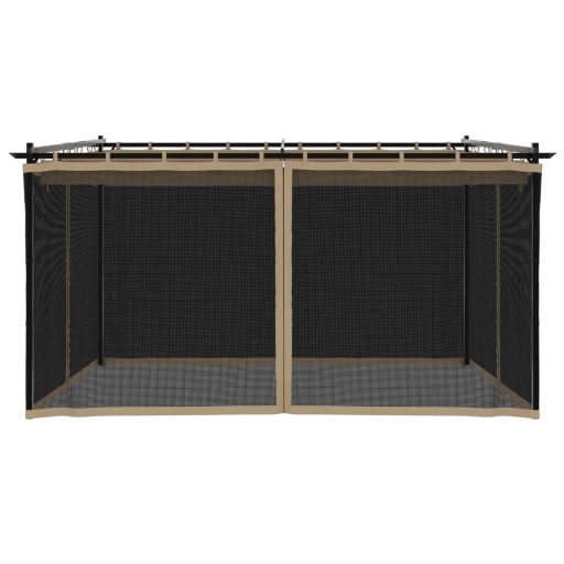 Tópszínű acél pavilon hálós oldalakkal 4 x 3 m