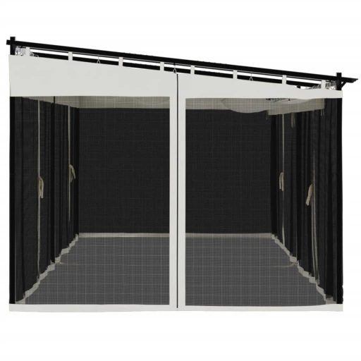 Krémszínű acél pavilon hálós oldalakkal 6 x 3 m