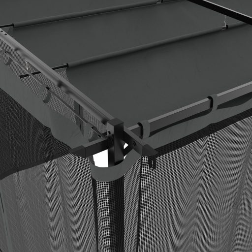 Antracitszürke acél pavilon hálós oldalakkal 6 x 3 m