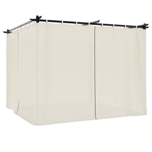 Krémszínű acél pavilon függönyökkel 3 x 3 m
