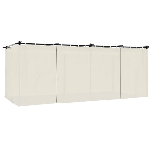 Krémszínű acél pavilon függönyökkel 6 x 3 m