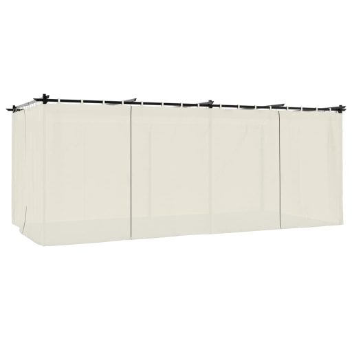 Krémszínű acél pavilon függönyökkel 6 x 3 m