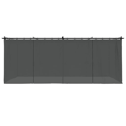 Antracitszürke acél pavilon függönyökkel 6 x 3 m