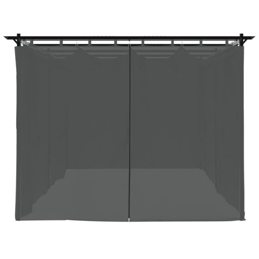 Antracitszürke acél pavilon függönyökkel 6 x 3 m